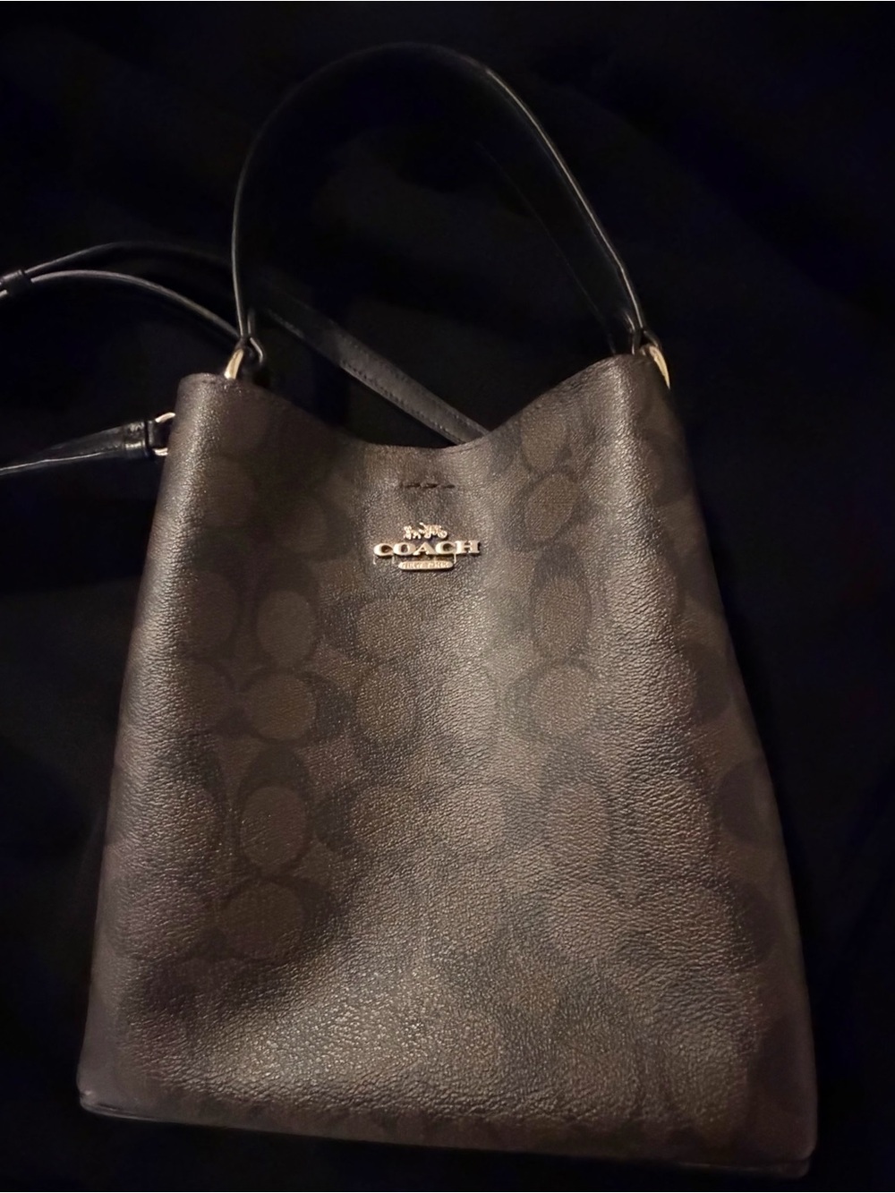 Coach Dark Brown Signature Tote Shoulder Bag